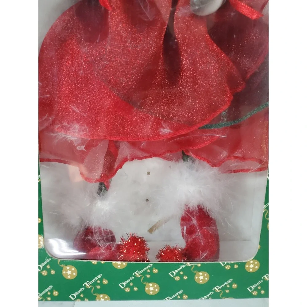 Vintage Dillards Trimmings Porcelain Cat in Red Dress‎ Christmas Decor holiday